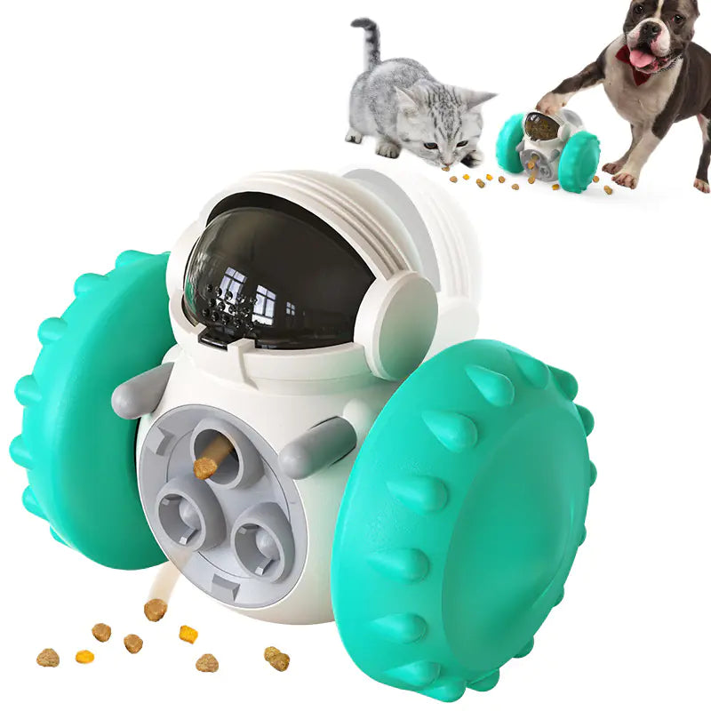 interactive dog toy food dispenser with tumbler design for pets