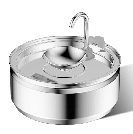Smart pet water dispenser with stainless steel faucet and modern design for convenient pet hydration.