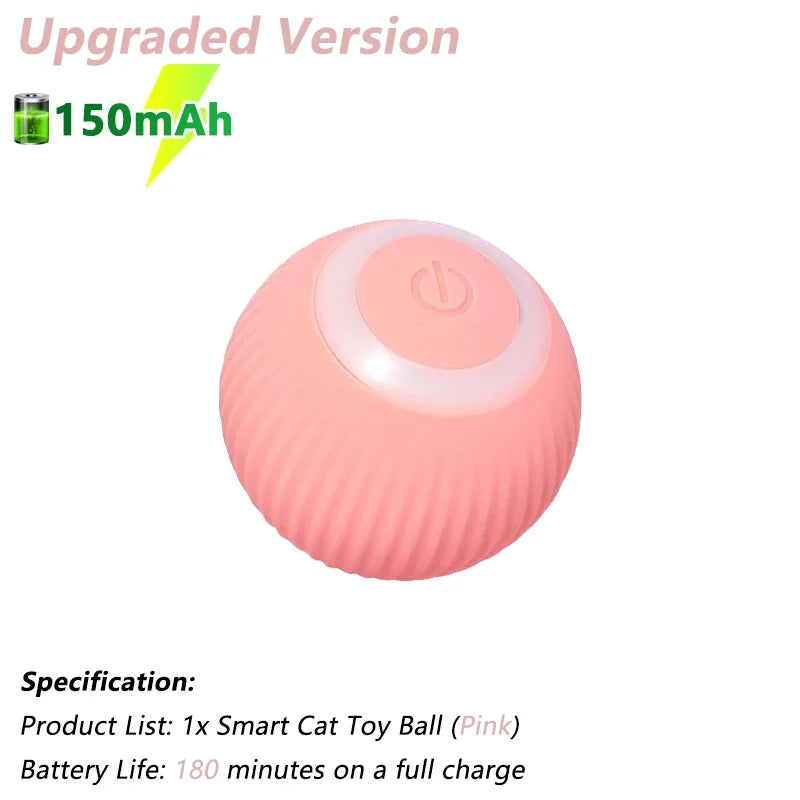 Interactive cat toy rolling ball - pink smart cat toy ball with 150mAh battery, 180-min battery life, upgraded version