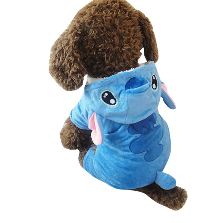 Dog wearing velvet dog fashion suit, blue luxurious pet apparel, cute animal outfit, stylish clothing for pets, high-end velvet design