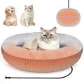 Heated cat bed with electric heating pad for indoor cats and small dogs, featuring warming constant temperature technology.