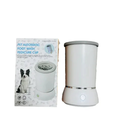 Automatic pet paw cleaner with silicone bristles and drying function for clean pet paws.