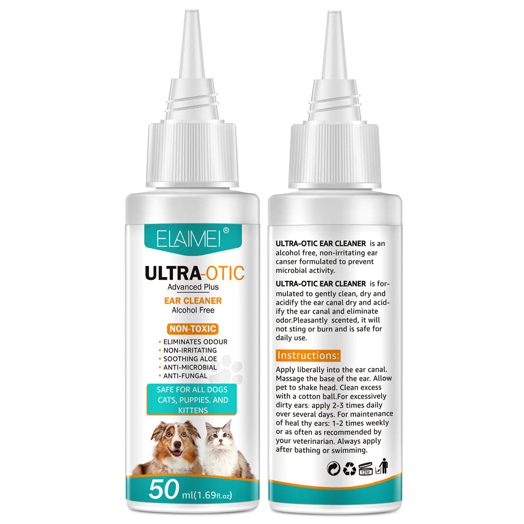 Pet Ear Cleaning Solution - 50ml Gentle Cleaner for Dogs & Cats