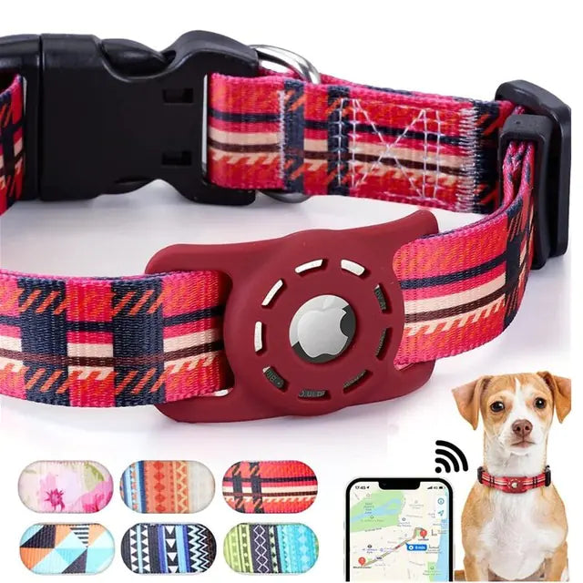Apple AirTag pet collar with digital printing design for stylish pet tracking