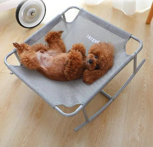 Dog lounging on a washable universal pet bed, all-season comfort, indoors, featuring durable design suitable for cats and small dogs.