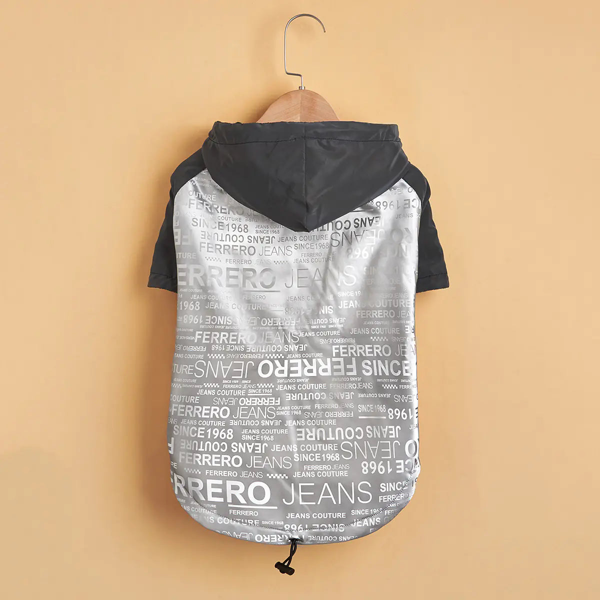 reflective dog raincoat with stylish burnt-out print for pets