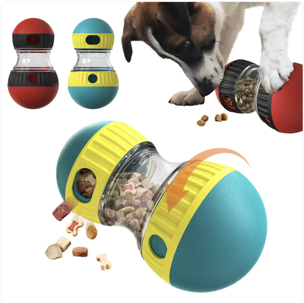 Interactive dog toy puzzle food dispensing ball for mental stimulation and play