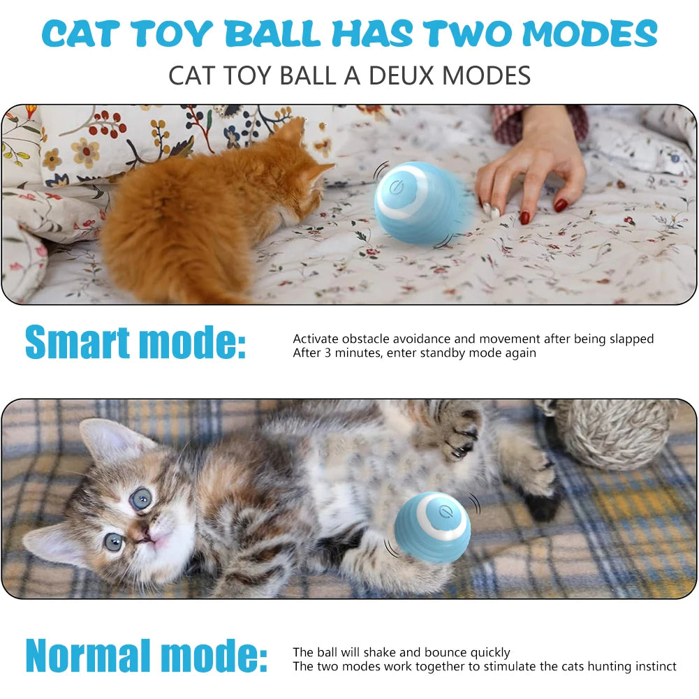 interactive cat toy rolling ball with smart and normal modes for playful kittens