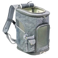 Gray pet carrier for small dogs and cats made of durable Oxford cloth with mesh windows and padded straps for comfort.