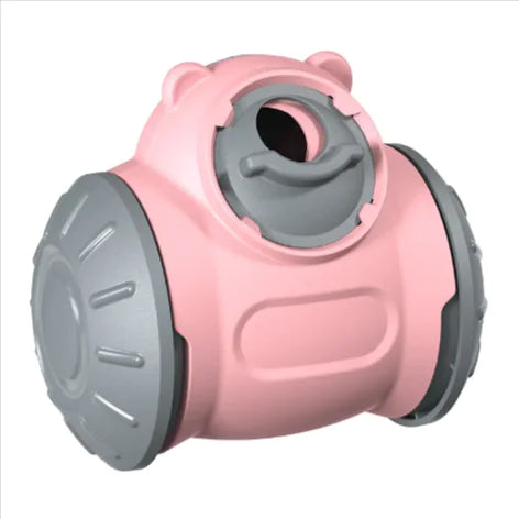 Interactive dog feeder toy - pink tumbler puzzle for pet IQ enhancement
