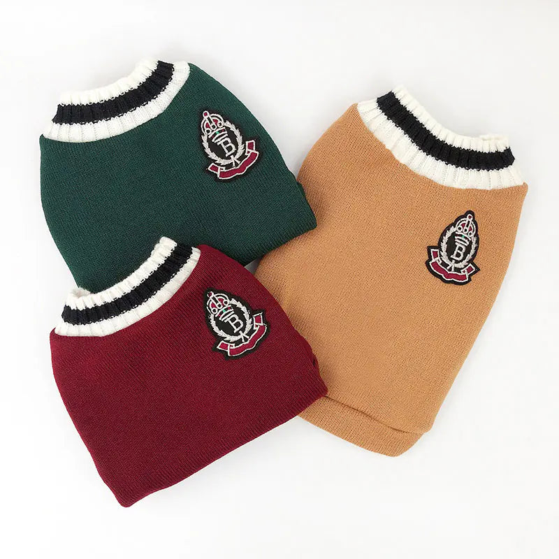 Winter Cotton Knit Vest for Pets - Academic Style